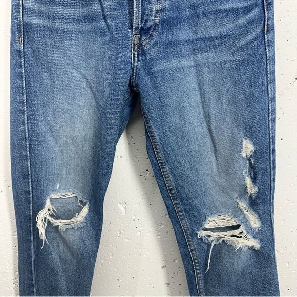 Re/Done Originals size 24 Square Destroyed High Waist Raw Hem Ankle Jeans - Picture 4 of 13